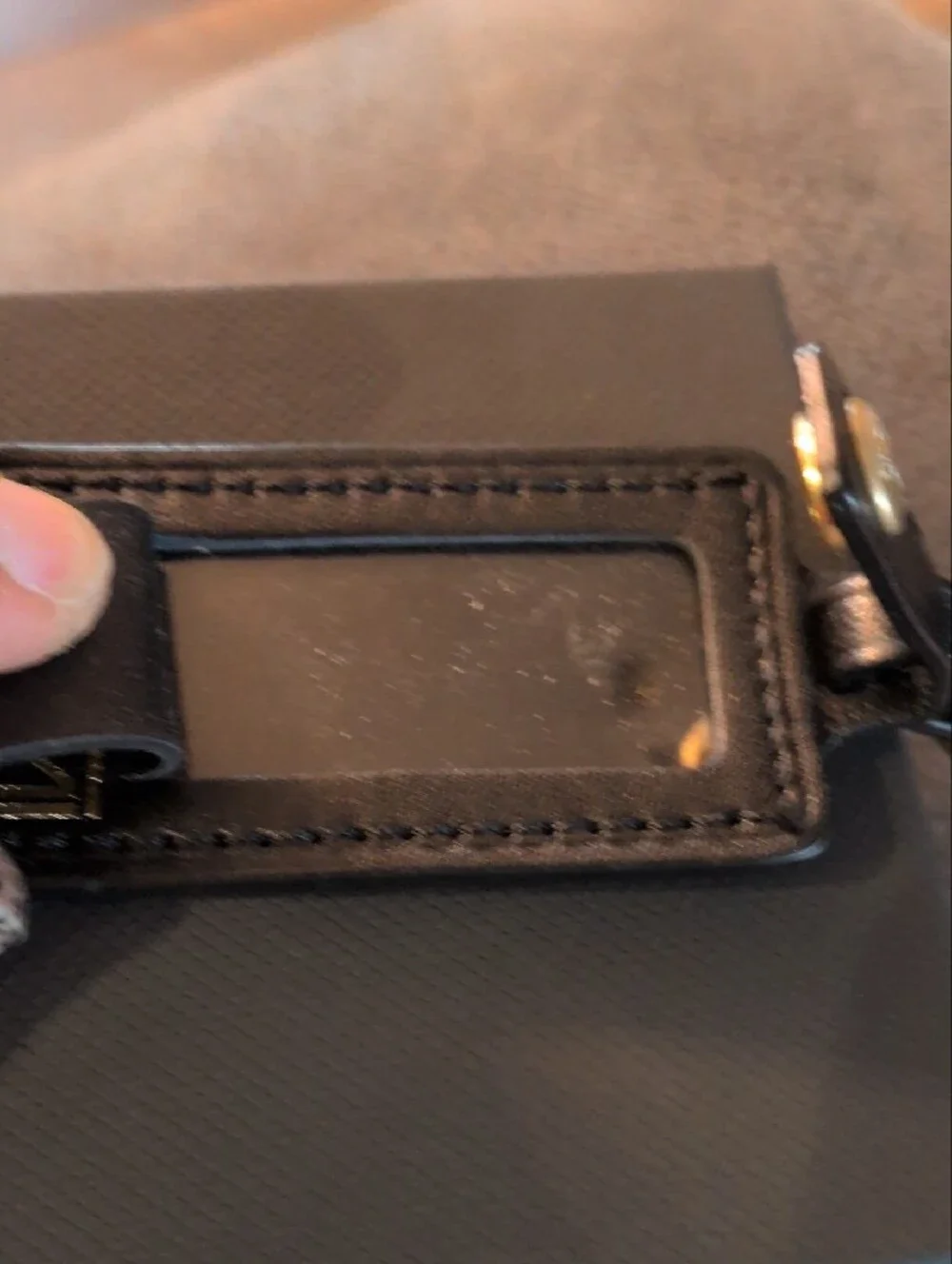 Tumi Black Leather Tag with Gold TUMI Logo
